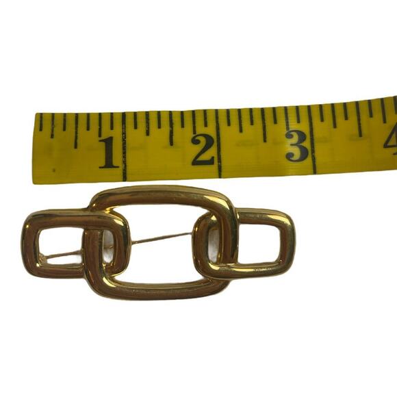 Vintage Monet Triple Gold Chain Links Statement Brooch Pin - Picture 4 of 4